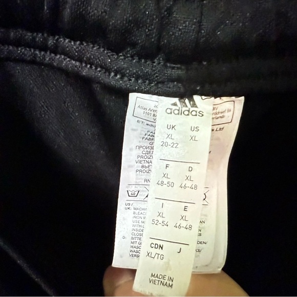 Adidas men’s Black Joggers with White Stripes and zippered ankles size XL - Picture 4 of 11